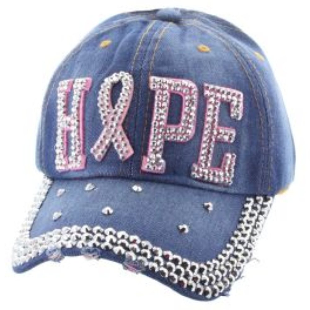 NWT Womans Bling Hope Cancer Adjustable Ball Cap